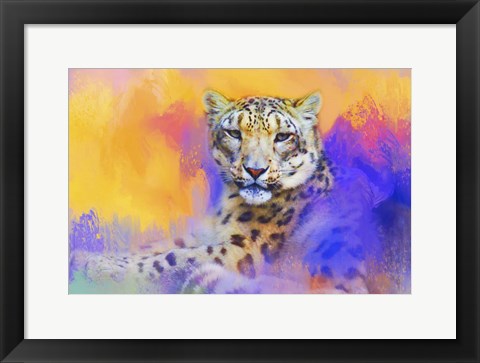 Framed Colorful Expressions Snow Leopard Print