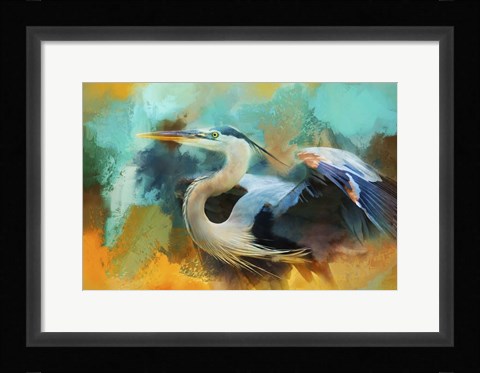 Framed Colorful Expressions Heron Print
