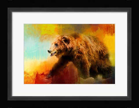 Framed Colorful Expressions Grizzly Bear Print