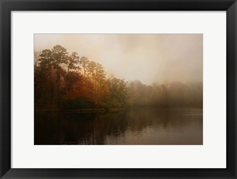 Framed Foggy Morning At Lake LaJoie Print