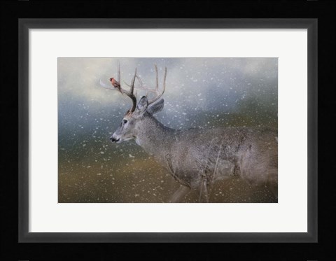 Framed HitchHiker In The Snow Storm Print