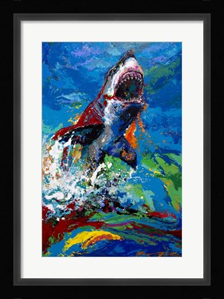 Framed Lawyer Breeching Great White Shark Print