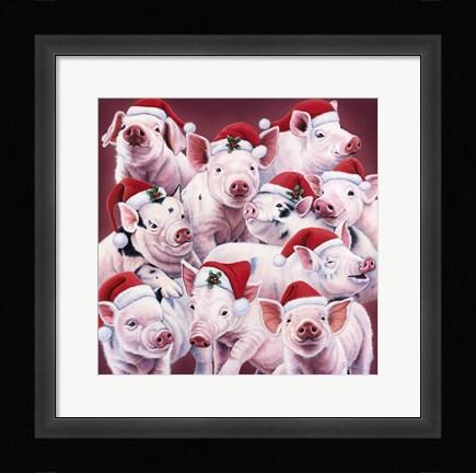 Framed Christmas Piggies Print