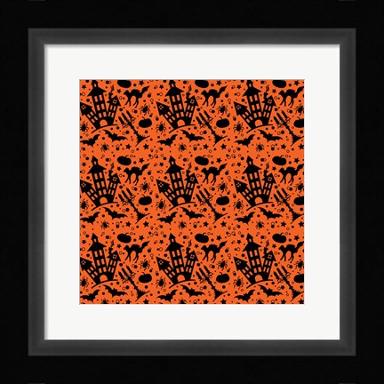 Framed Halloween House Pattern Print