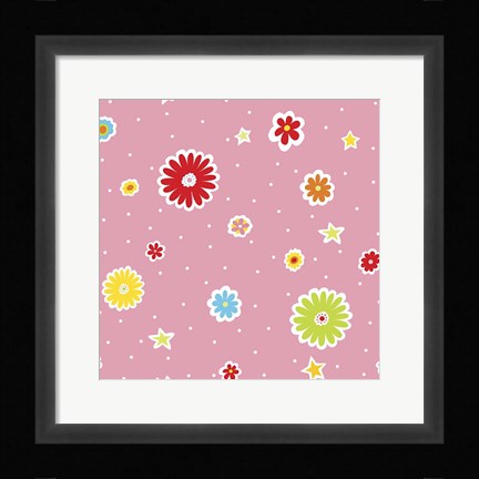 Framed Summer Flowers and Stars II Print