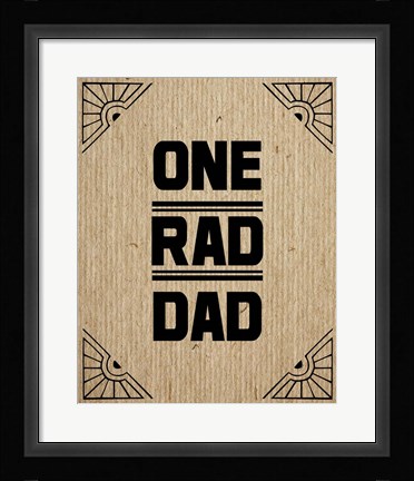 Framed One Rad Dad - Brown Cardboard Print
