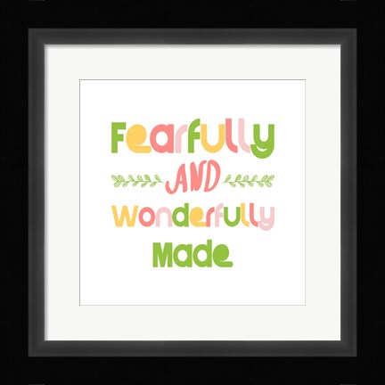 Framed Fearfully and Wonderfully Made - Pink and Green Print