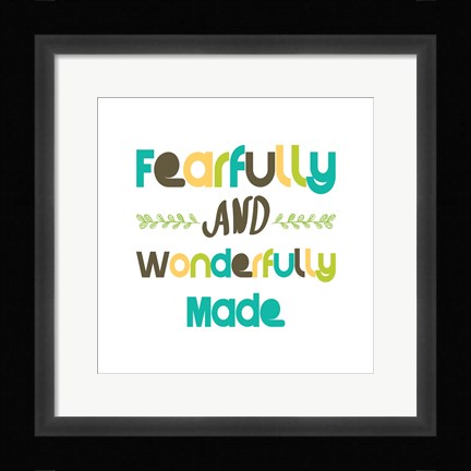 Framed Fearfully and Wonderfully Made - Blue and Brown Print