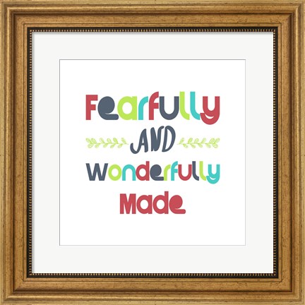 Framed Fearfully and Wonderfully Made - Red and Blue Print