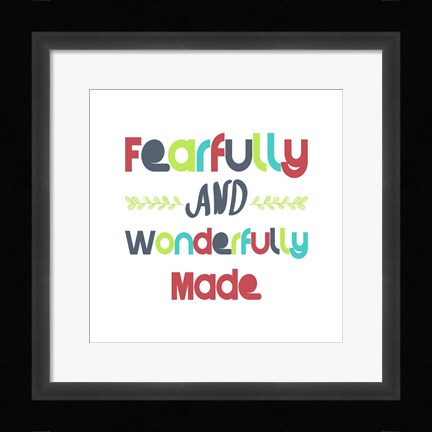 Framed Fearfully and Wonderfully Made - Red and Blue Print