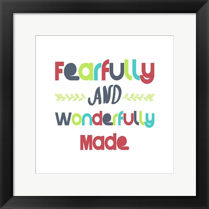 Framed Fearfully and Wonderfully Made - Red and Blue Print