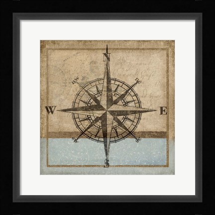 Framed Compass Rose I Print