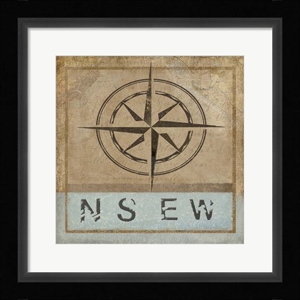 Framed Compass Rose II Print