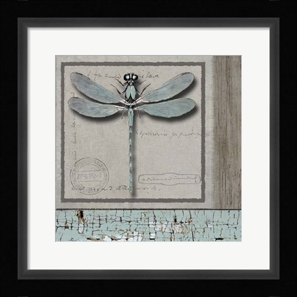 Framed Dragonfly Blue Print