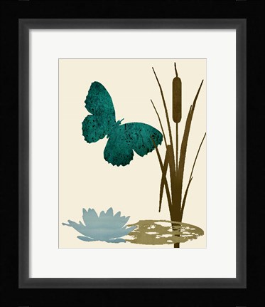 Framed Butterfly and Cat Tails Print