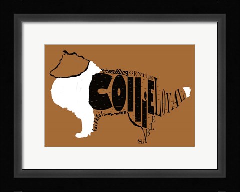 Framed Collie Word 2 Print