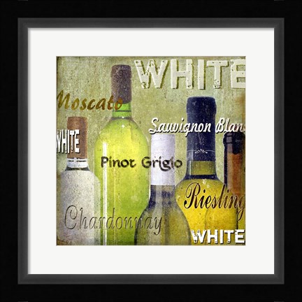 Framed White Wine Bottles Print