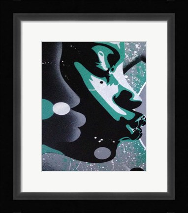 Framed Kiss White Green Print