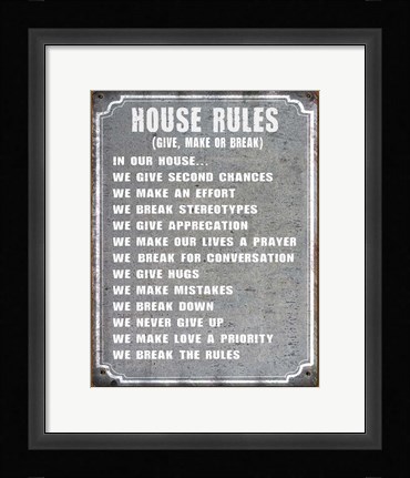Framed House Rules Print