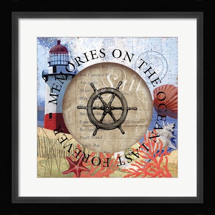 Framed Circled Lighthouse 1 Print