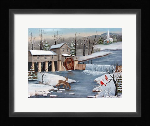 Framed Pigeon Forge In The Winter Print