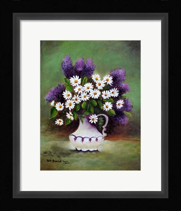 Framed Butterfly Plant and Daisies Print
