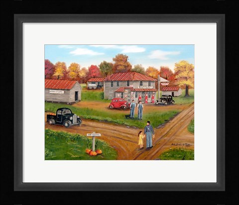 Framed Cat Square In The Autumn Print