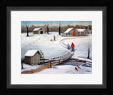 Framed Old Springhouse in Winter Print