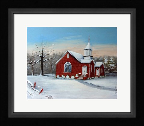 Framed Palm Tree Church Print