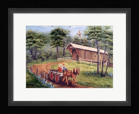 Framed Bunker Hill Covered Bridge1800s Print