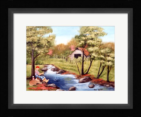 Framed Gone Fishing Print