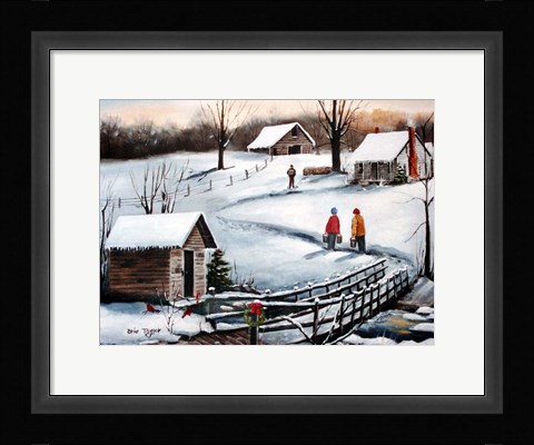 Framed Old Springhouse at Christmas Print