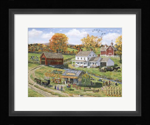 Framed Scarecrow Farm Stand Print
