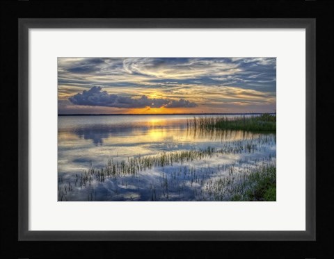 Framed Lakeside At Sunset Print
