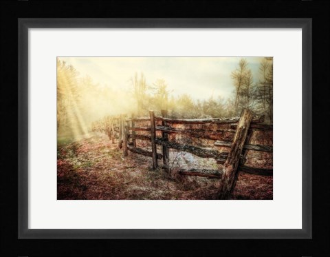 Framed Wood Fences In The Fog Print