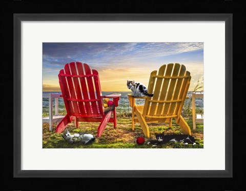 Framed Cat Nap at the Beach Print