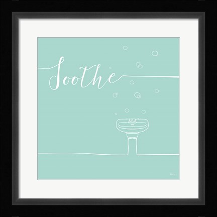 Framed Underline Bath VIII Teal Print