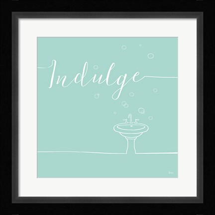 Framed Underline Bath VII Teal Print