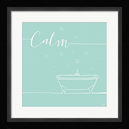 Framed Underline Bath VI Teal Print