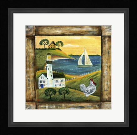Framed Peace On Earth Country Chicken Rooster Square Print