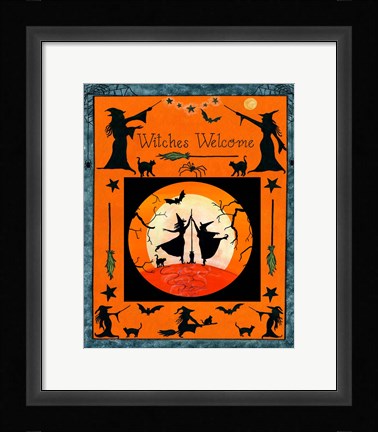 Framed Witches Welcome Flag Print