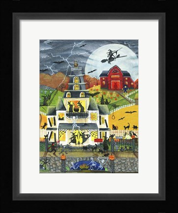Framed Black Cat Crossing Print