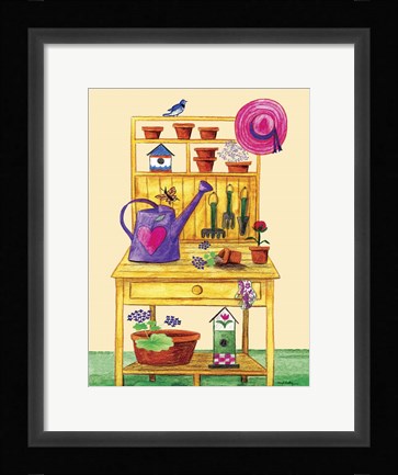 Framed Garden Bench Print