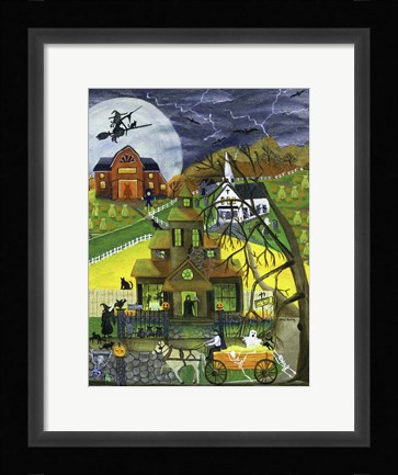 Framed Haunted Hay Ride By Witch House Print