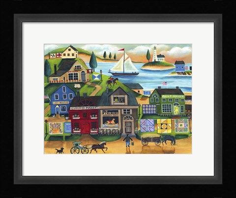 Framed Seaside Harbor Print