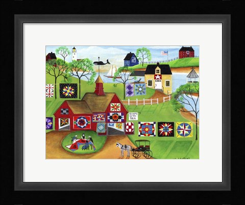 Framed By The Sea Red Barn Quilt Makers Print