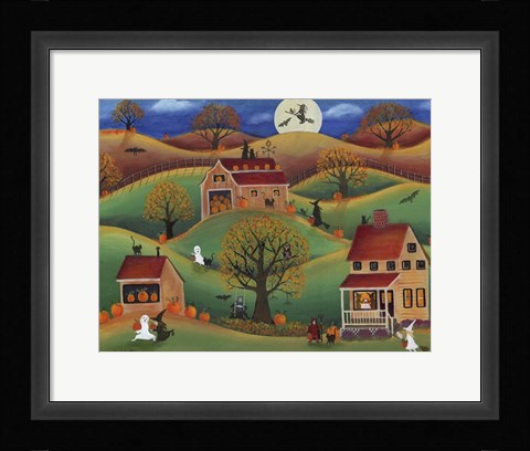 Framed Halloween Autum Pumpkin Farm Print