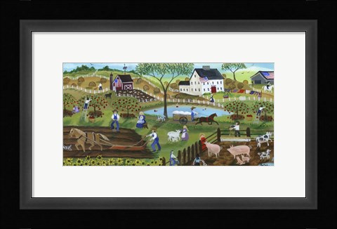 Framed Old Tyme Americana Country Farmyard Print