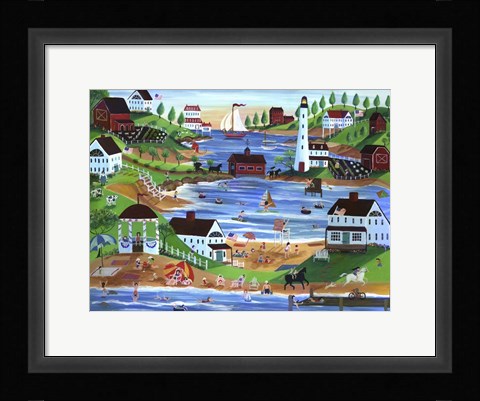 Framed Summertime Fun Oceanside Village Print
