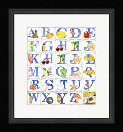 Framed Alphabet Seaweed Blocks Print